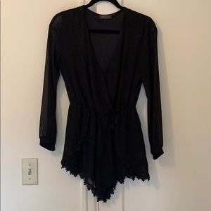ASTR black and sheer romper